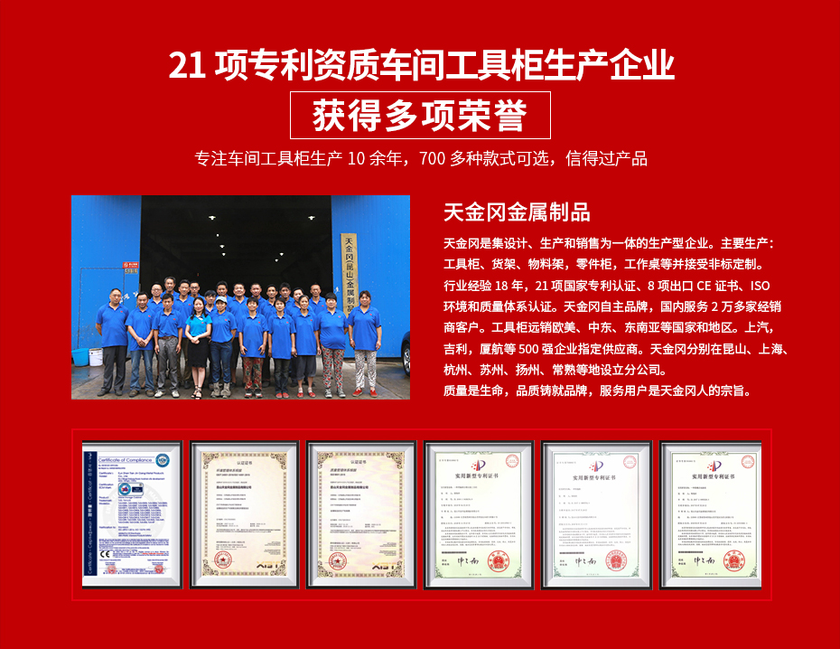 天金岡_21項專利資質車間工具柜生產企業